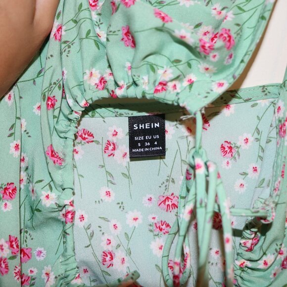 GREEN FLOWER SUMMER DRESS - Picture 4 of 7